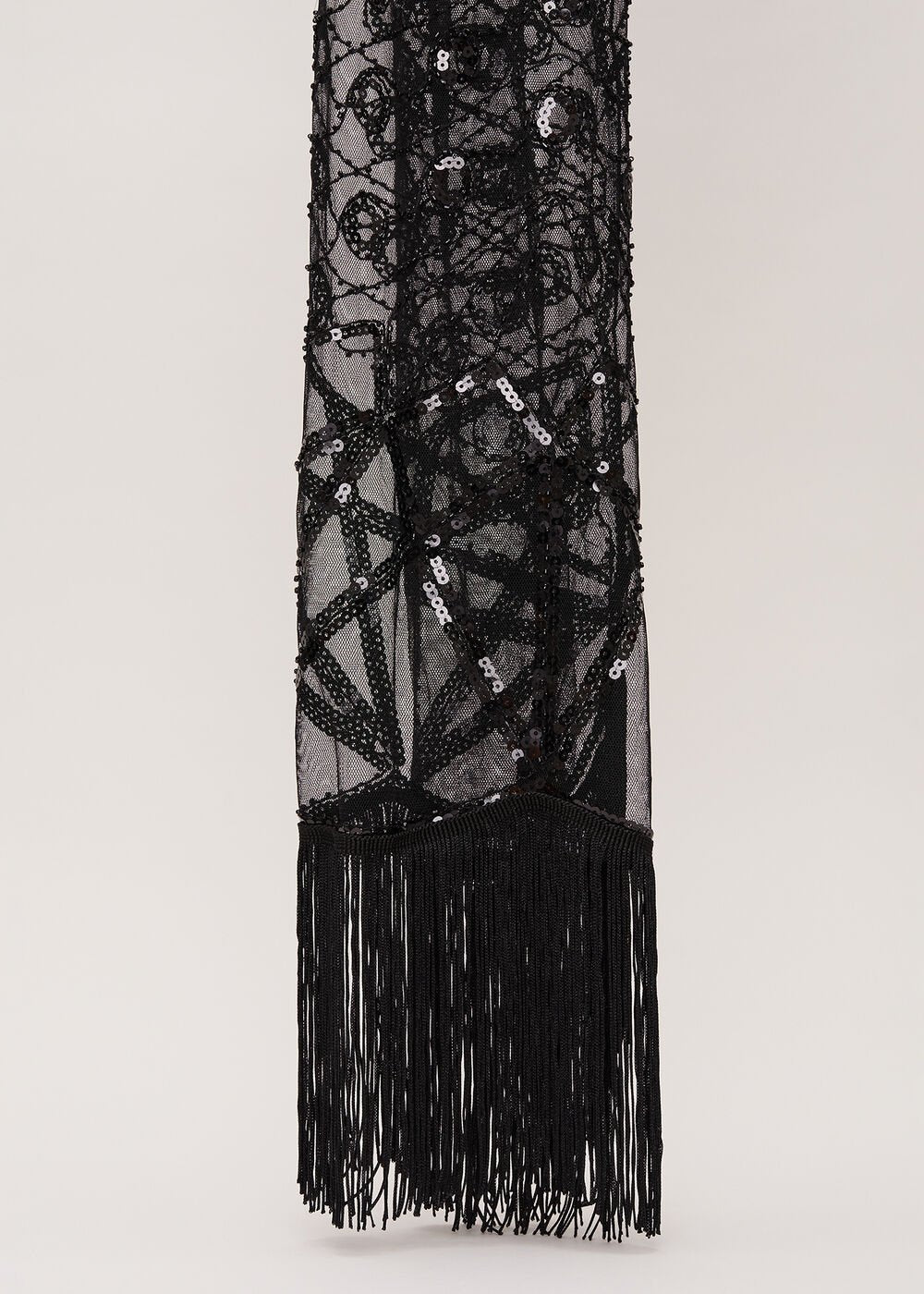 Black Beaded Scarf - Black