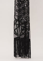 Black Beaded Scarf - Black