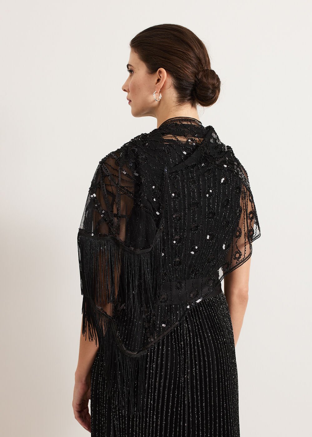 Black Beaded Scarf - Black