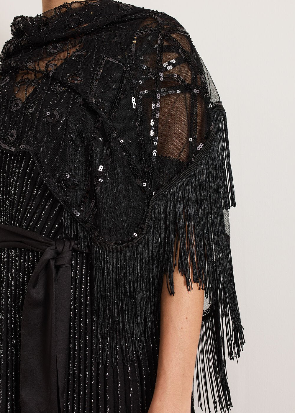 Black Beaded Scarf - Black