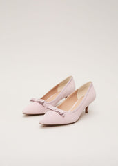 Pink Bow Kitten Court Shoe - Antique Rose