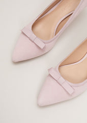 Pink Bow Kitten Court Shoe - Antique Rose