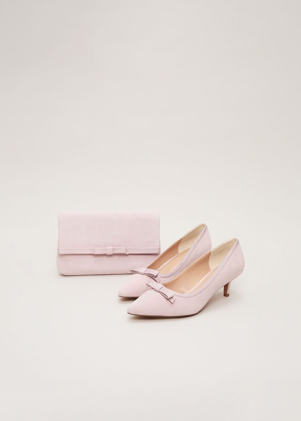 Pink Bow Kitten Court Shoe - Antique Rose