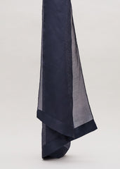 Satin Trim Scarf - Navy