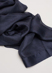 Satin Trim Scarf - Navy