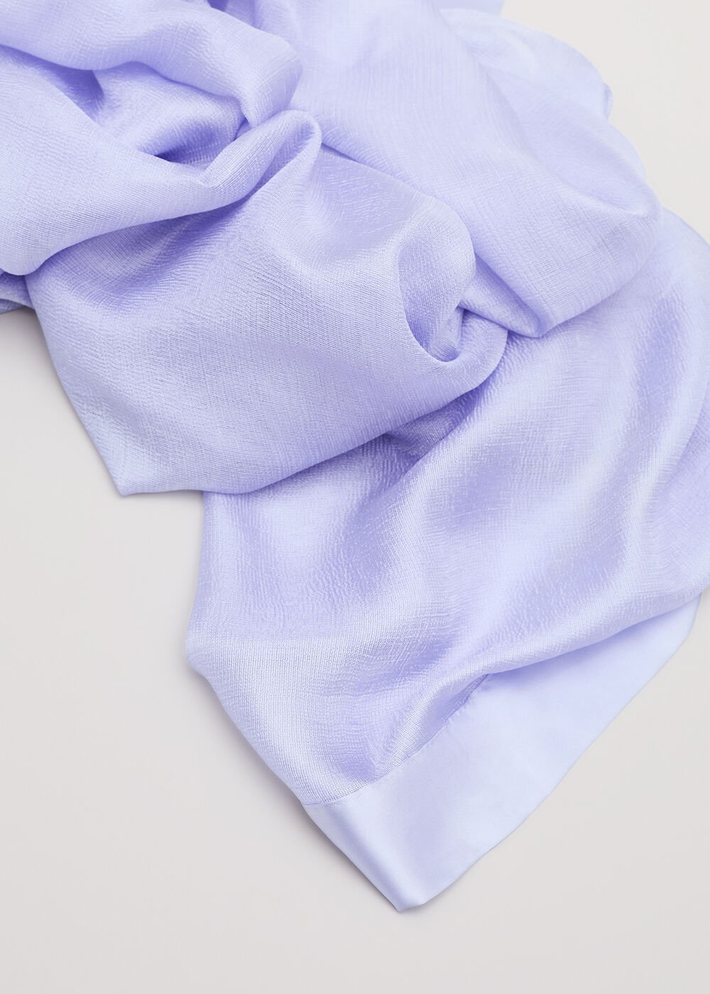 Satin Trim Scarf - Pale Blue
