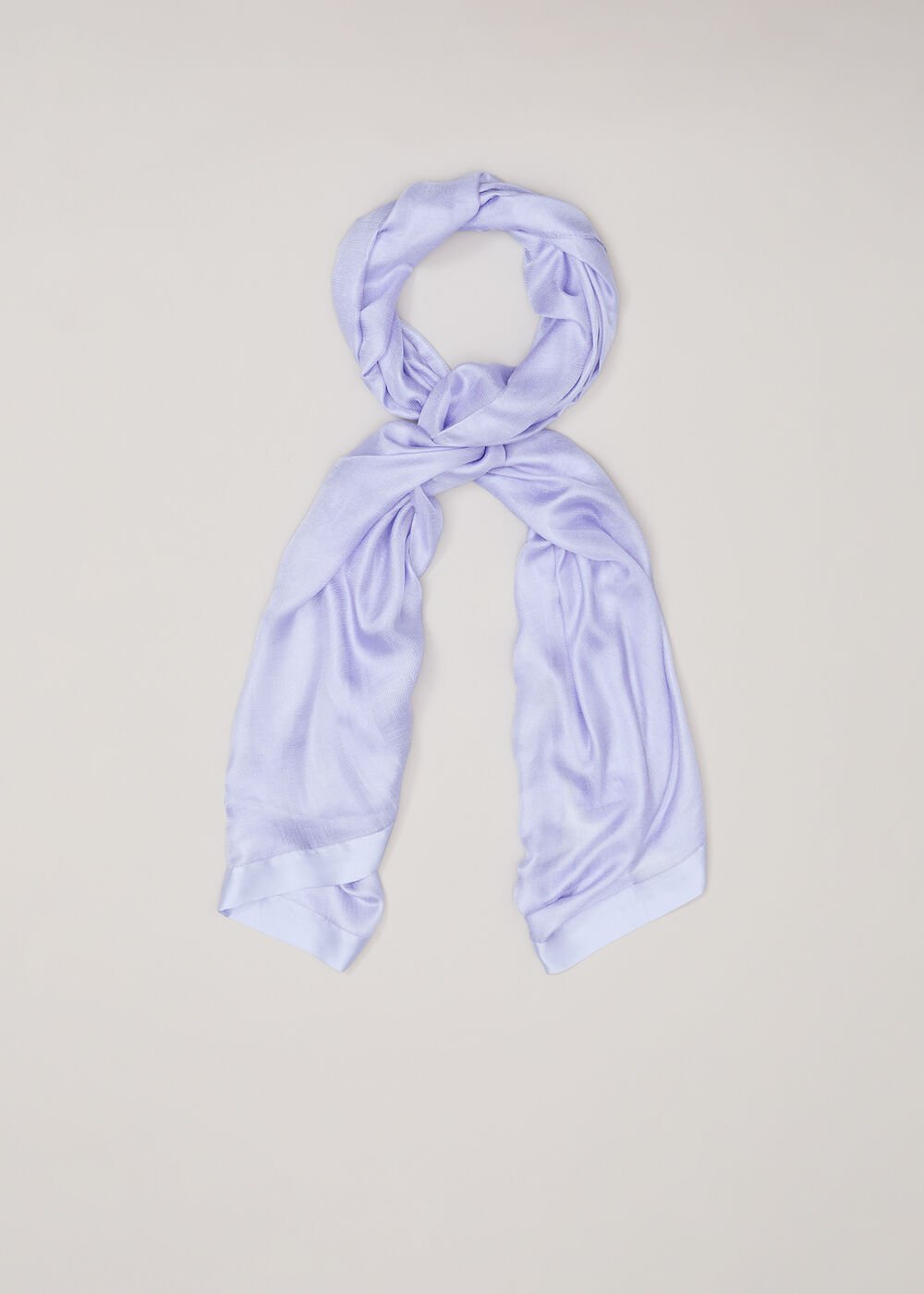 Satin Trim Scarf - Pale Blue