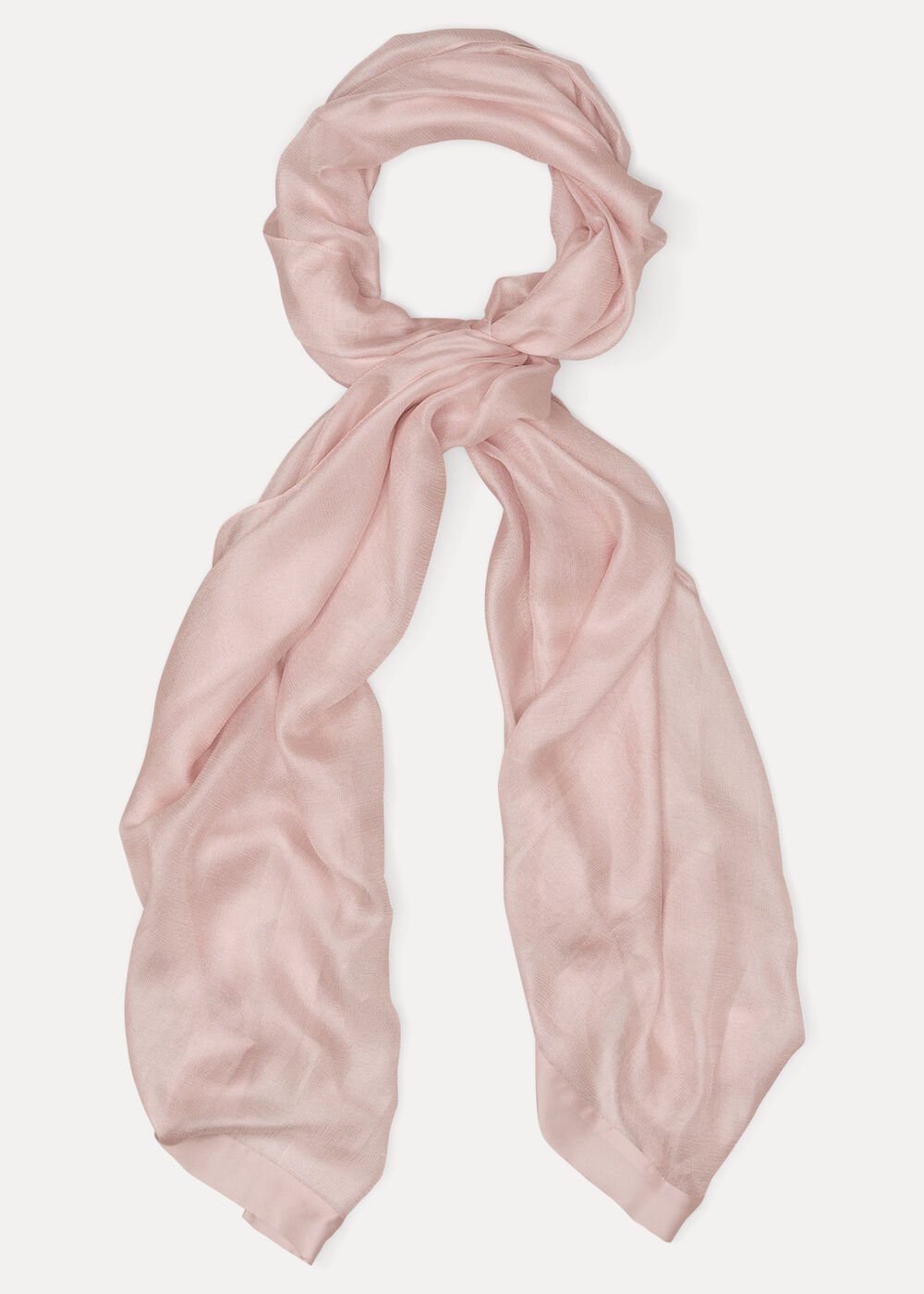Satin Trim Scarf - Pale Pink