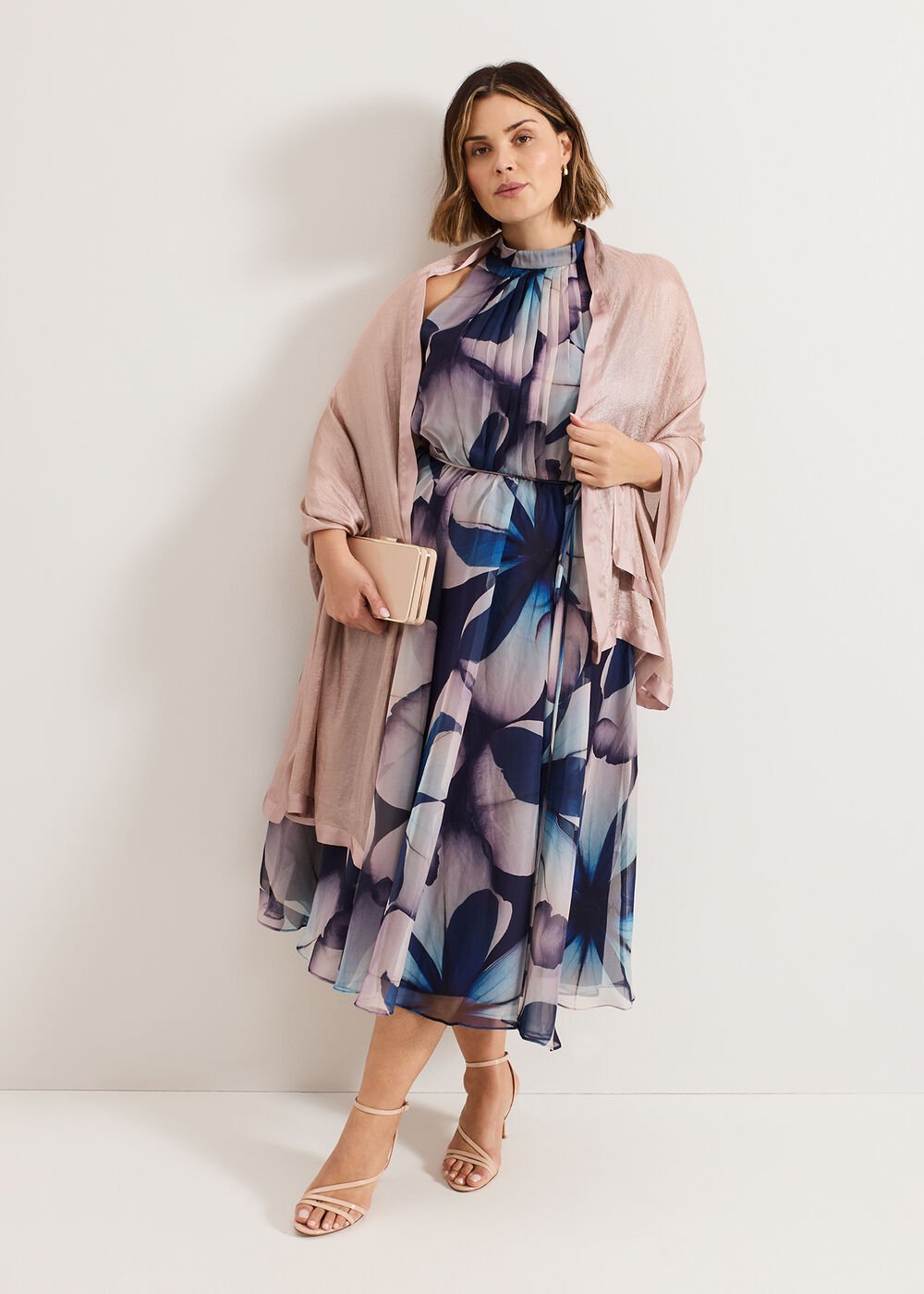 Satin Trim Scarf - Pale Pink