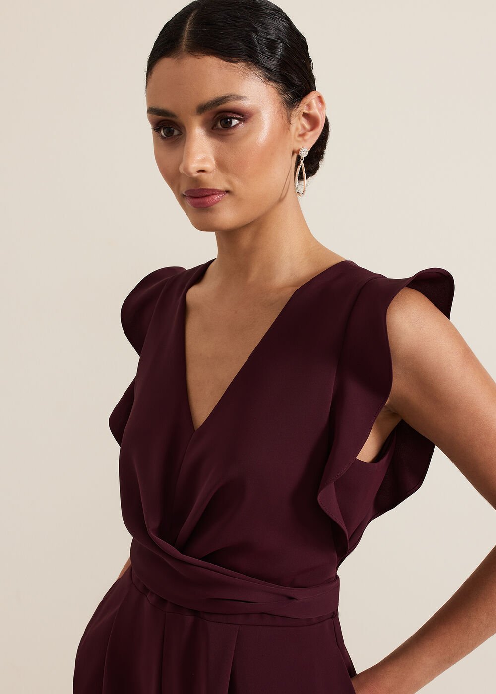 Petite Ayla Jumpsuit - Burgundy