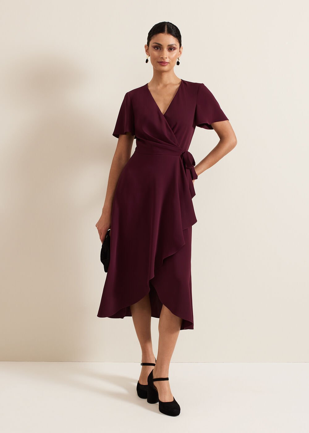 Julissa Wrap Dress - Burgundy