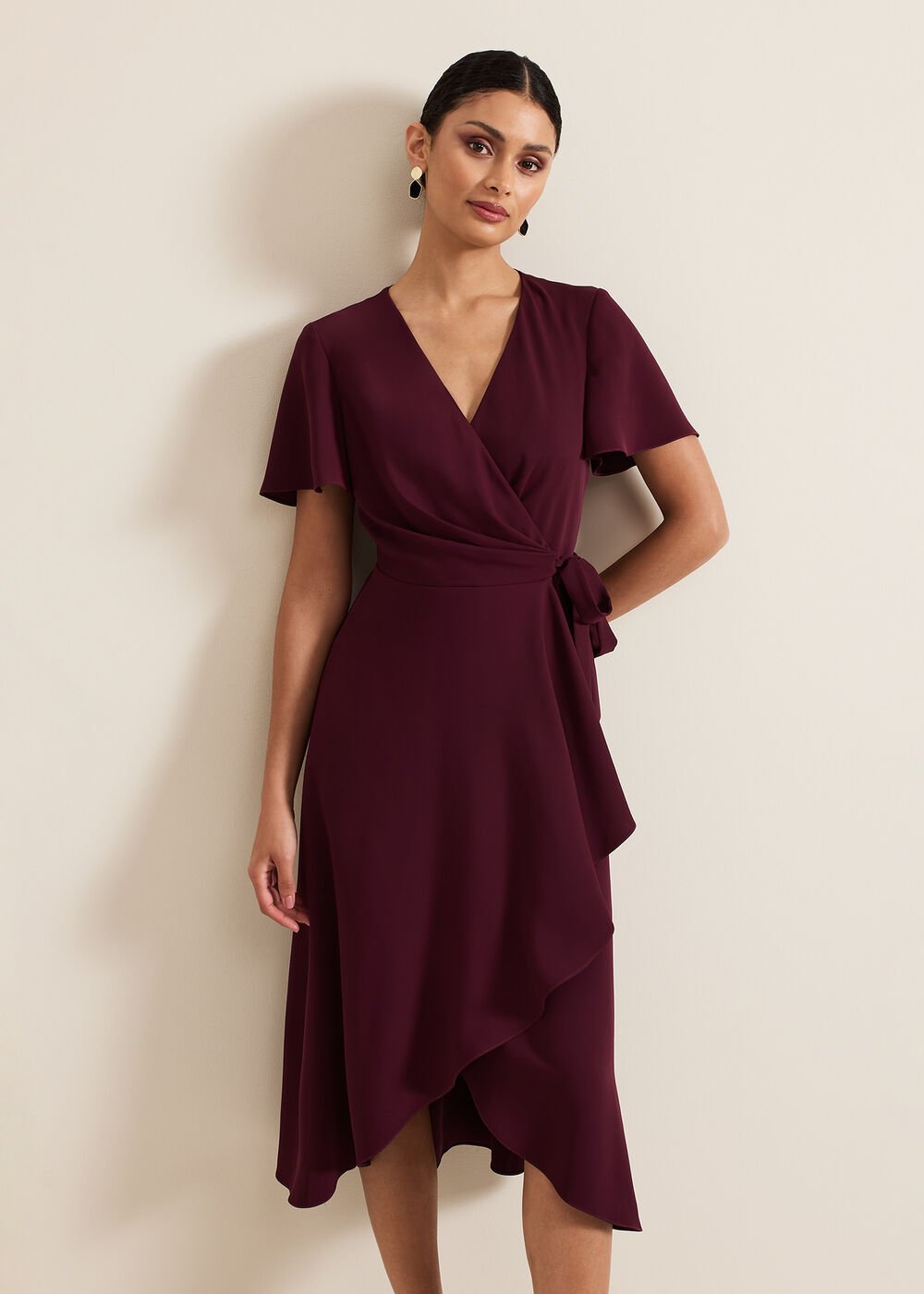 Julissa Wrap Dress - Burgundy