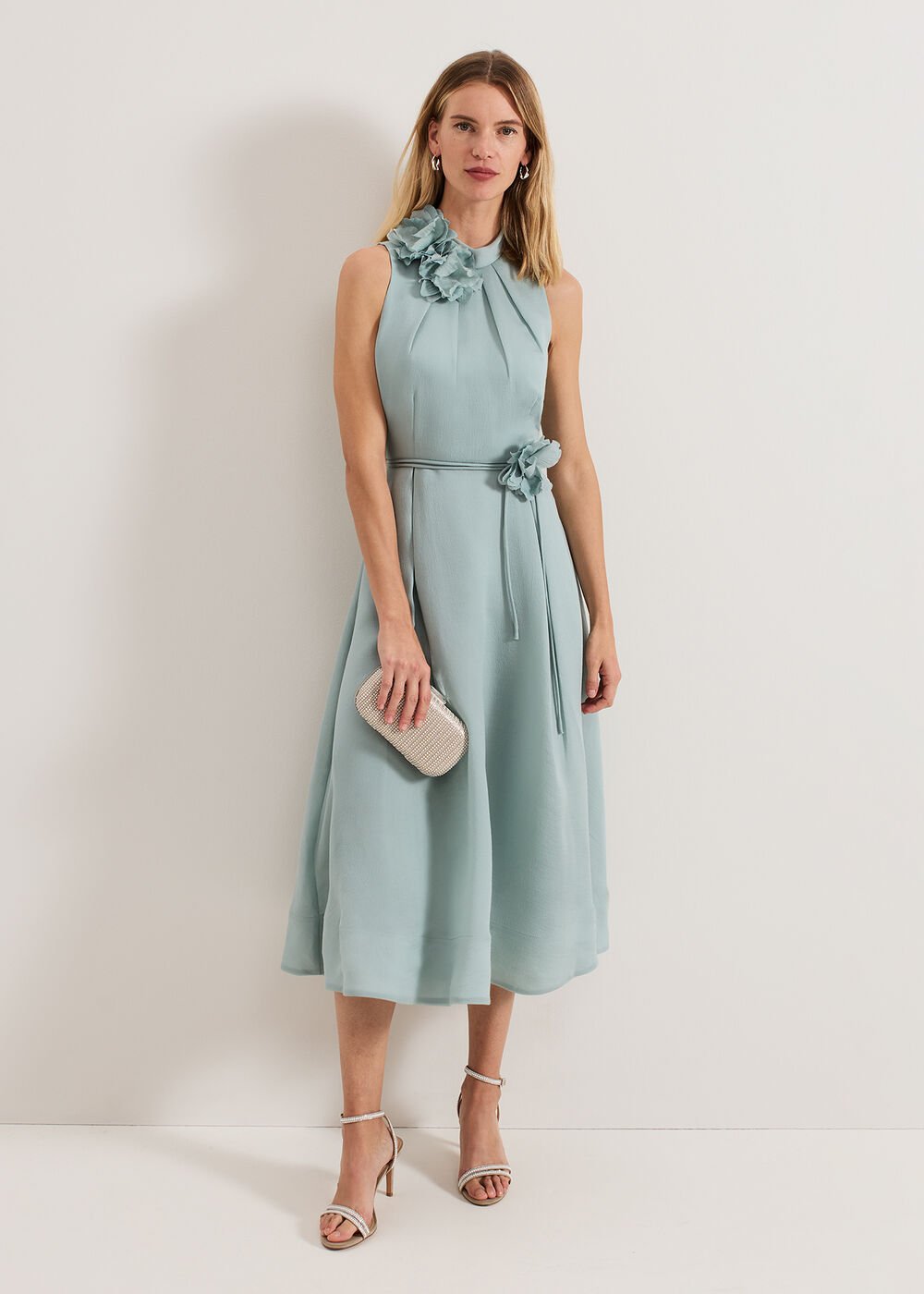 Senita Floral Dress - Eau De Nil