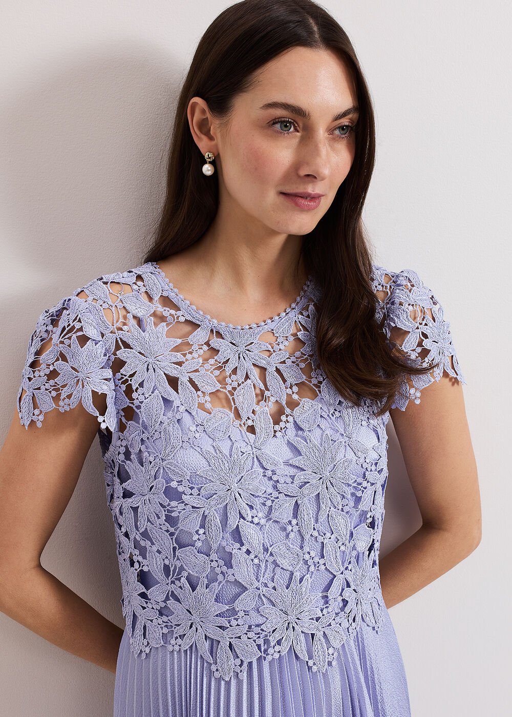 Dana Lace Double Layered Dress - Pale Blue