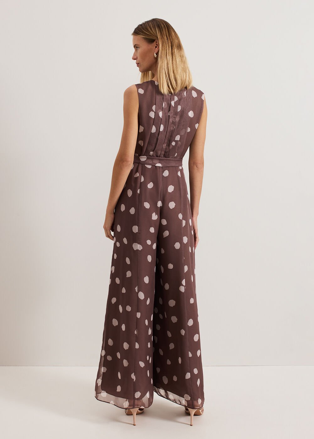 Maxine Spot Chiffon Jumpsuit - Latte