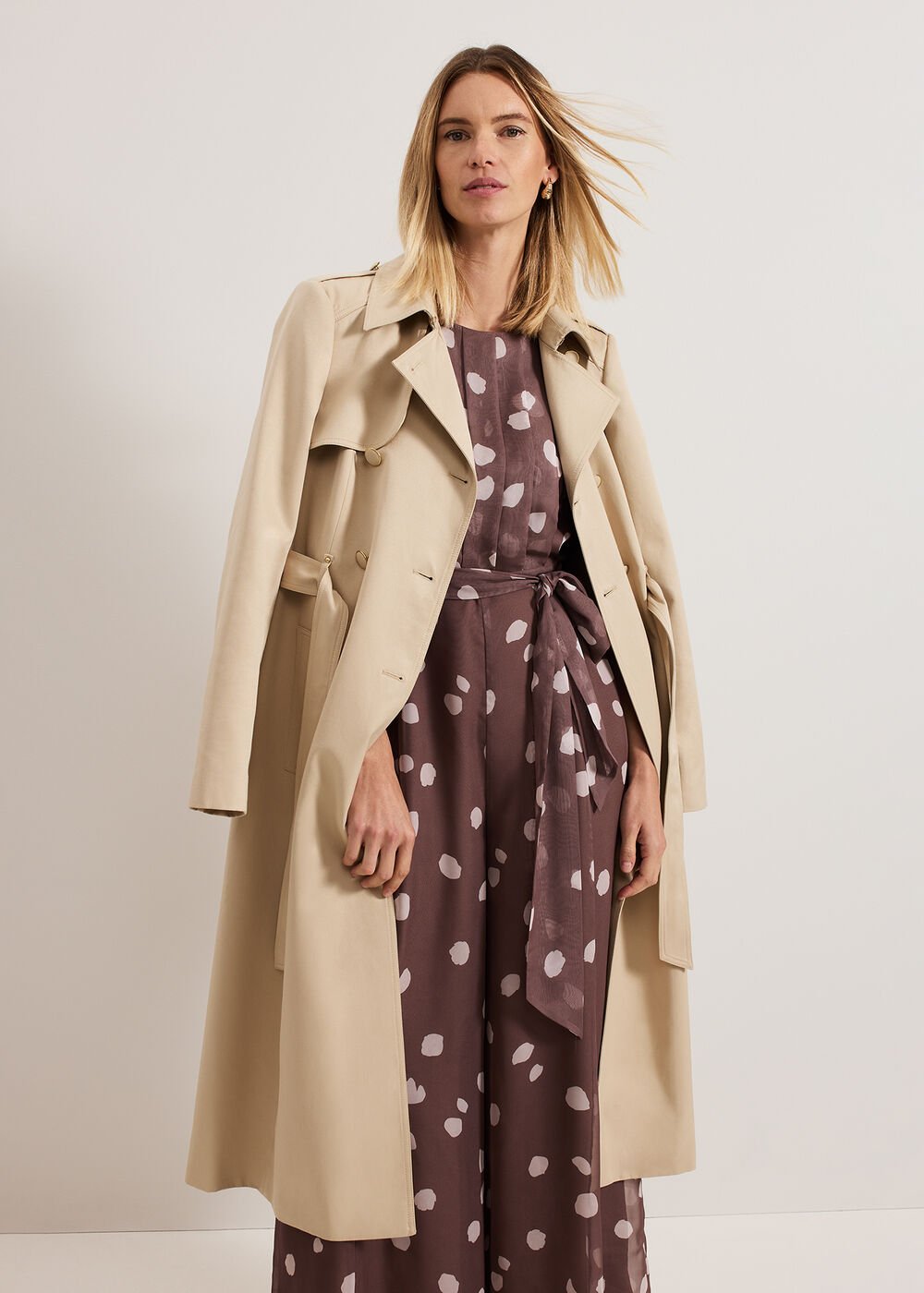 Maxine Spot Chiffon Jumpsuit - Latte