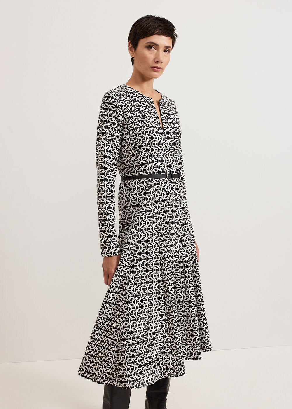 Eleni Midi Dress - Black/Ivory