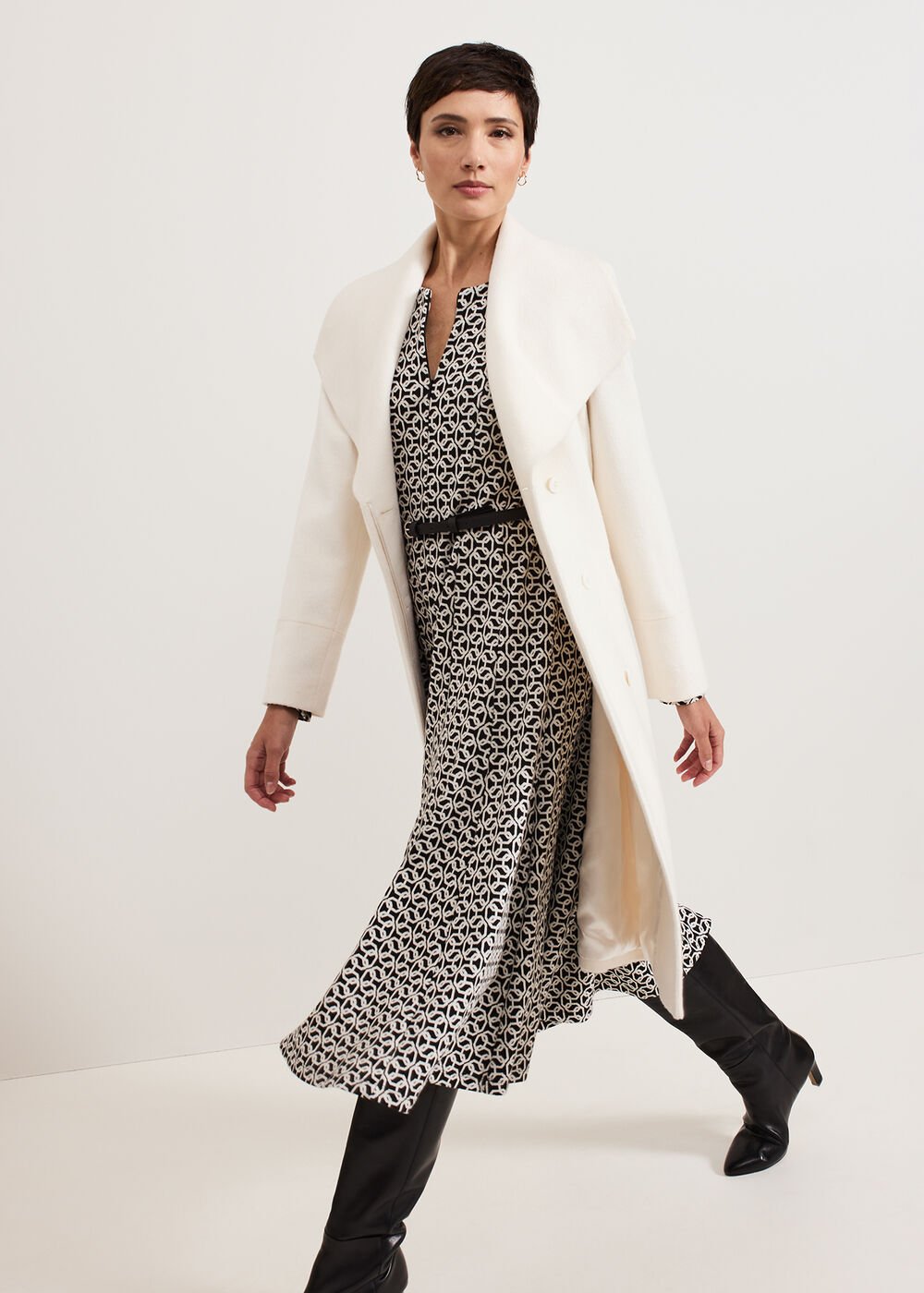 Eleni Midi Dress - Black/Ivory