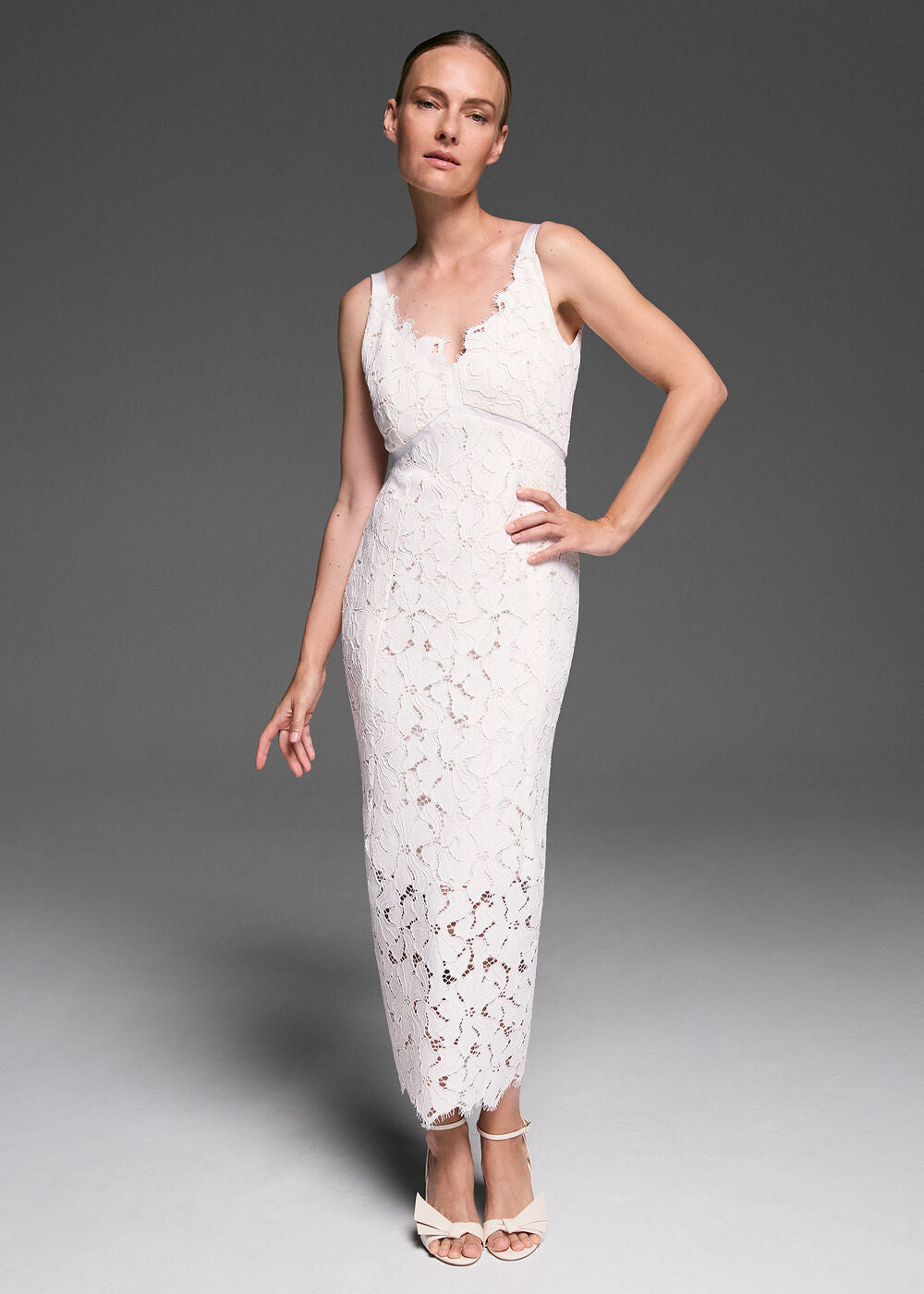 Gracie Lace Midi Dress - Ivory