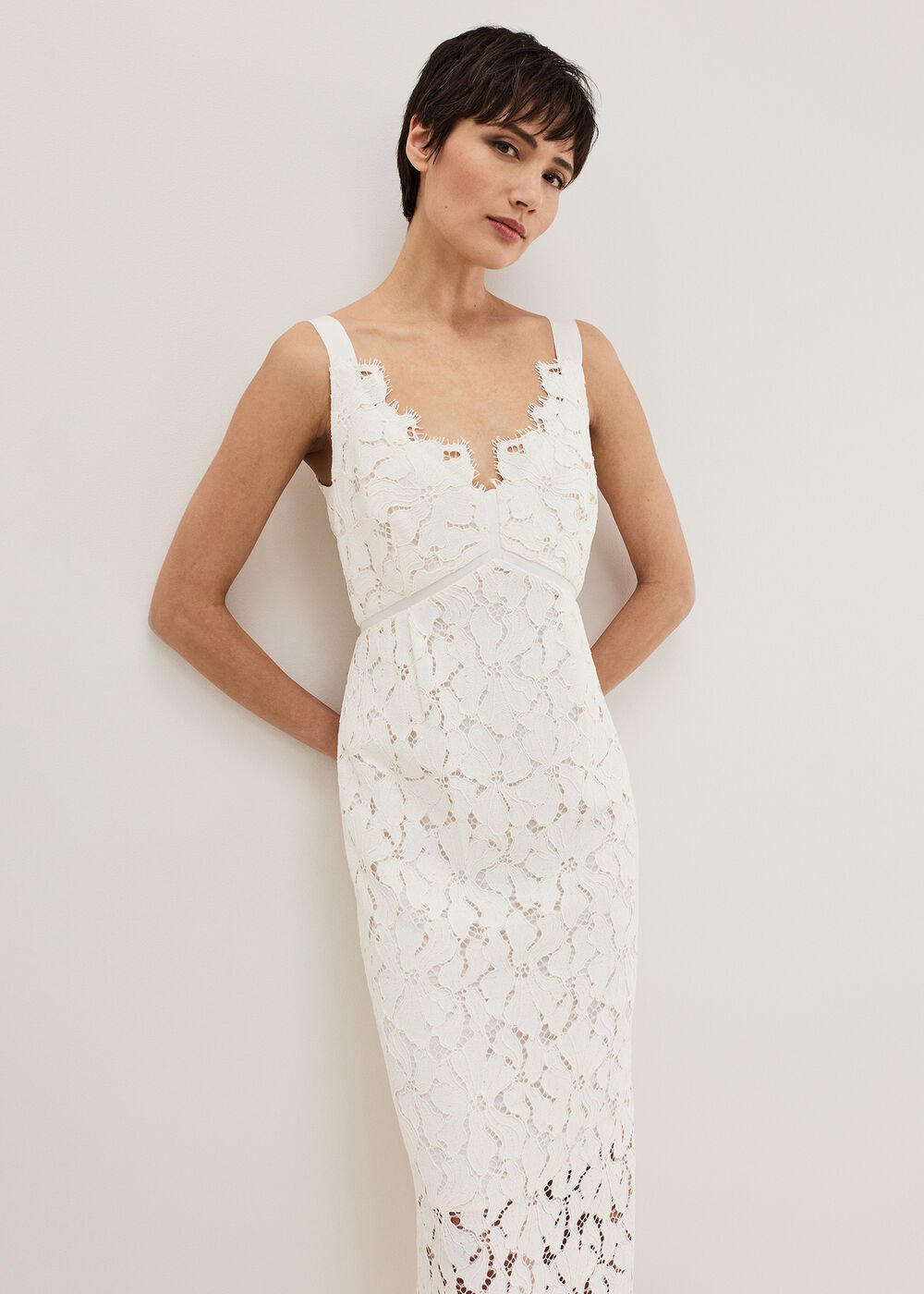 Gracie Lace Midi Dress - Ivory