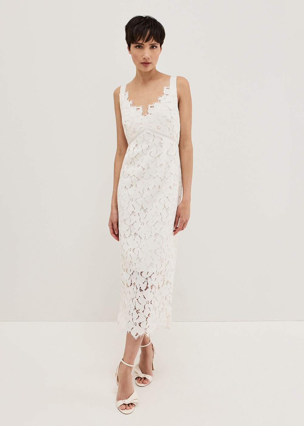 Gracie Lace Midi Dress - Ivory