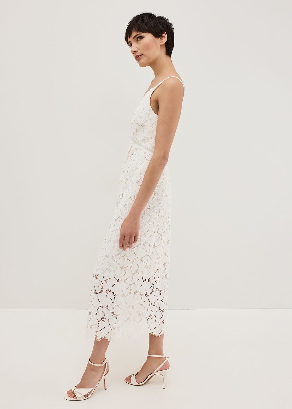 Gracie Lace Midi Dress - Ivory