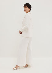 Bridgette Cream Textured Wide Leg Trousers - Ivory