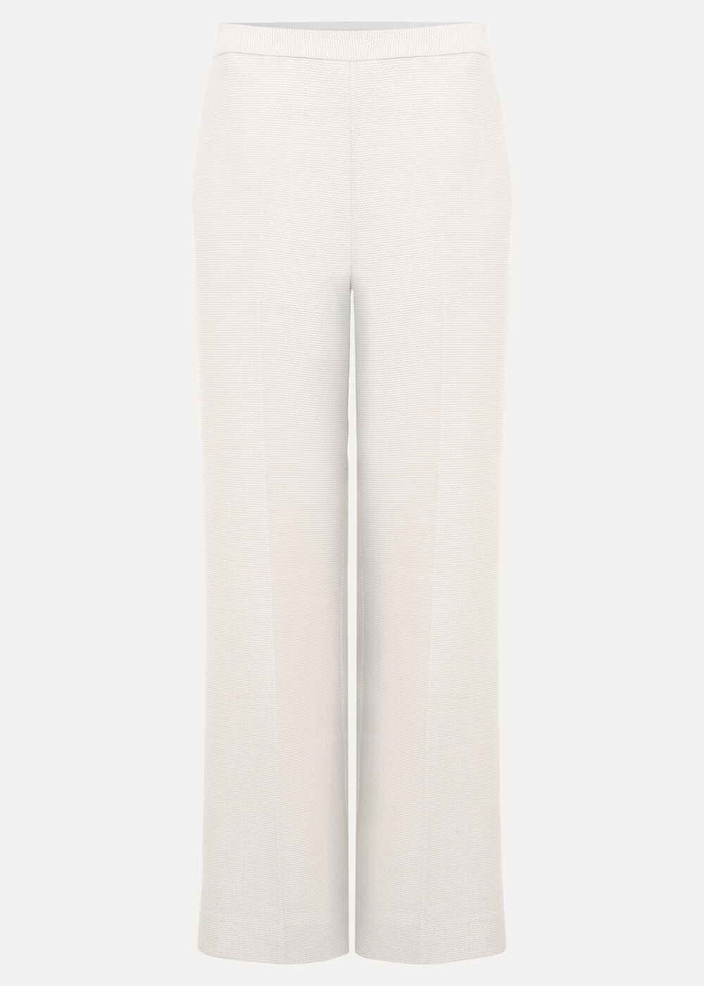 Bridgette Cream Textured Wide Leg Trousers - Ivory