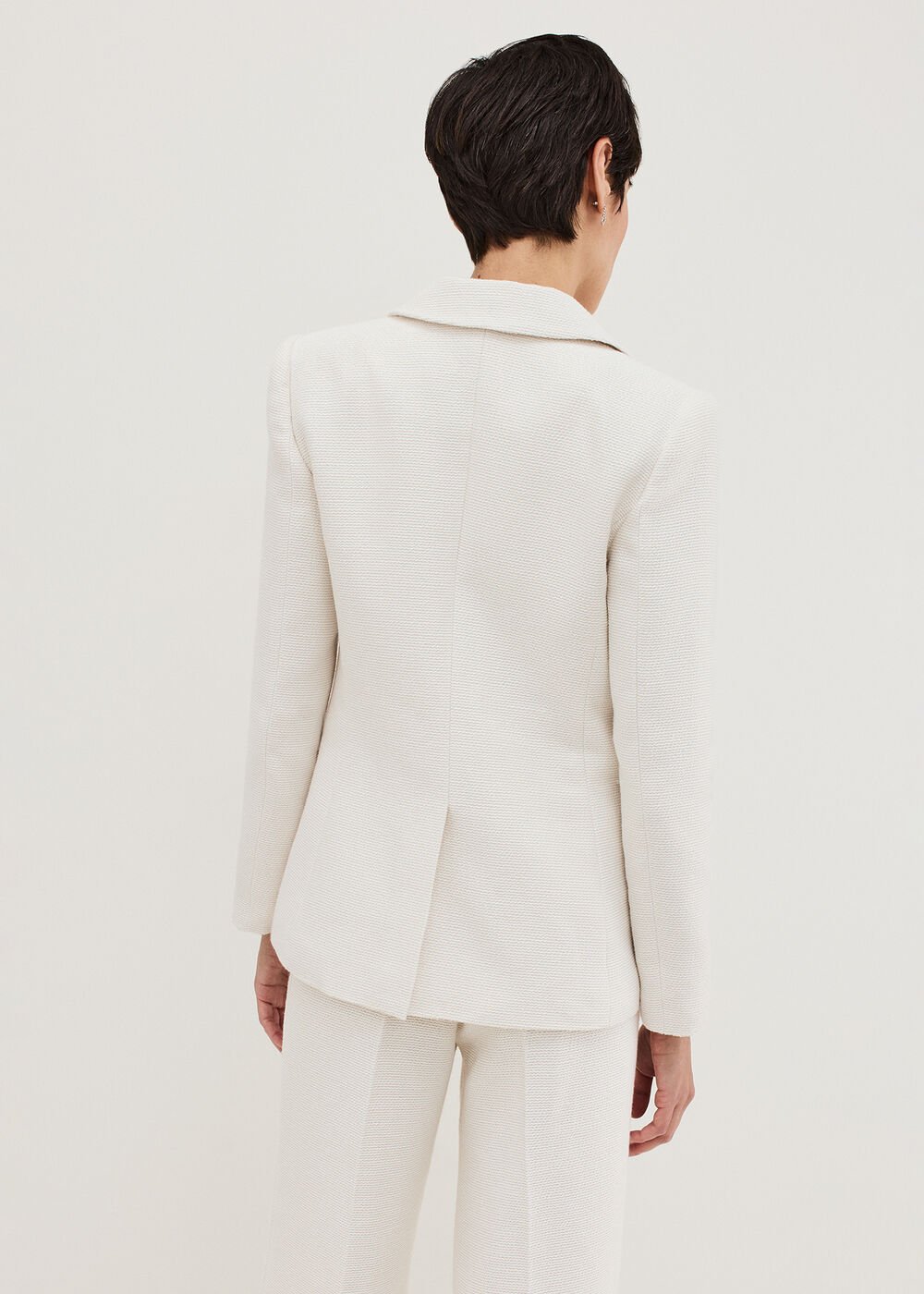 Bridgette Cream Textured Blazer - Ivory