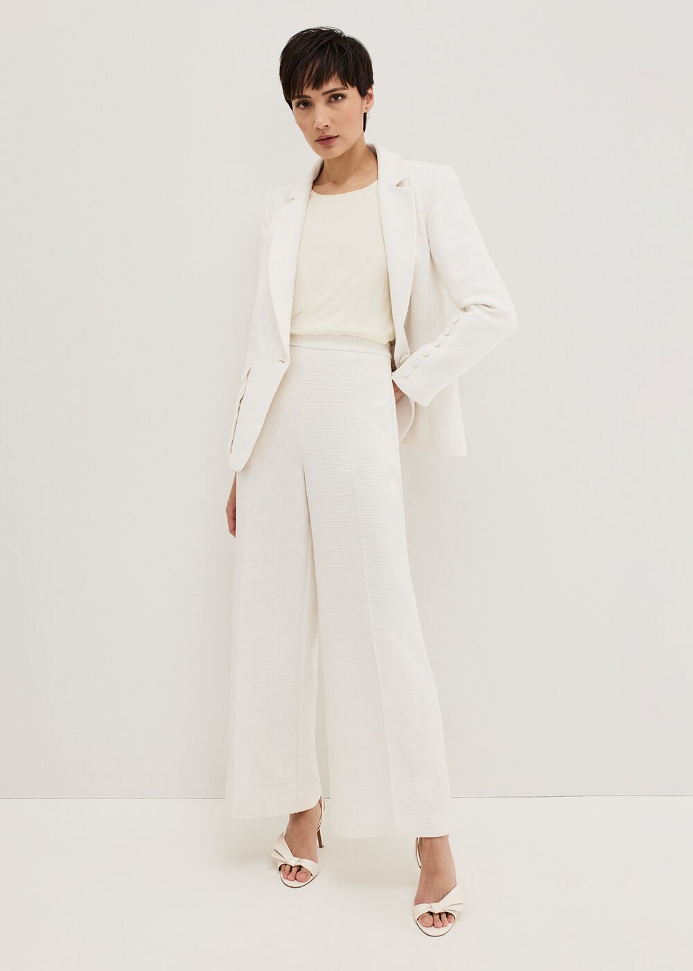 Bridgette Cream Textured Blazer - Ivory