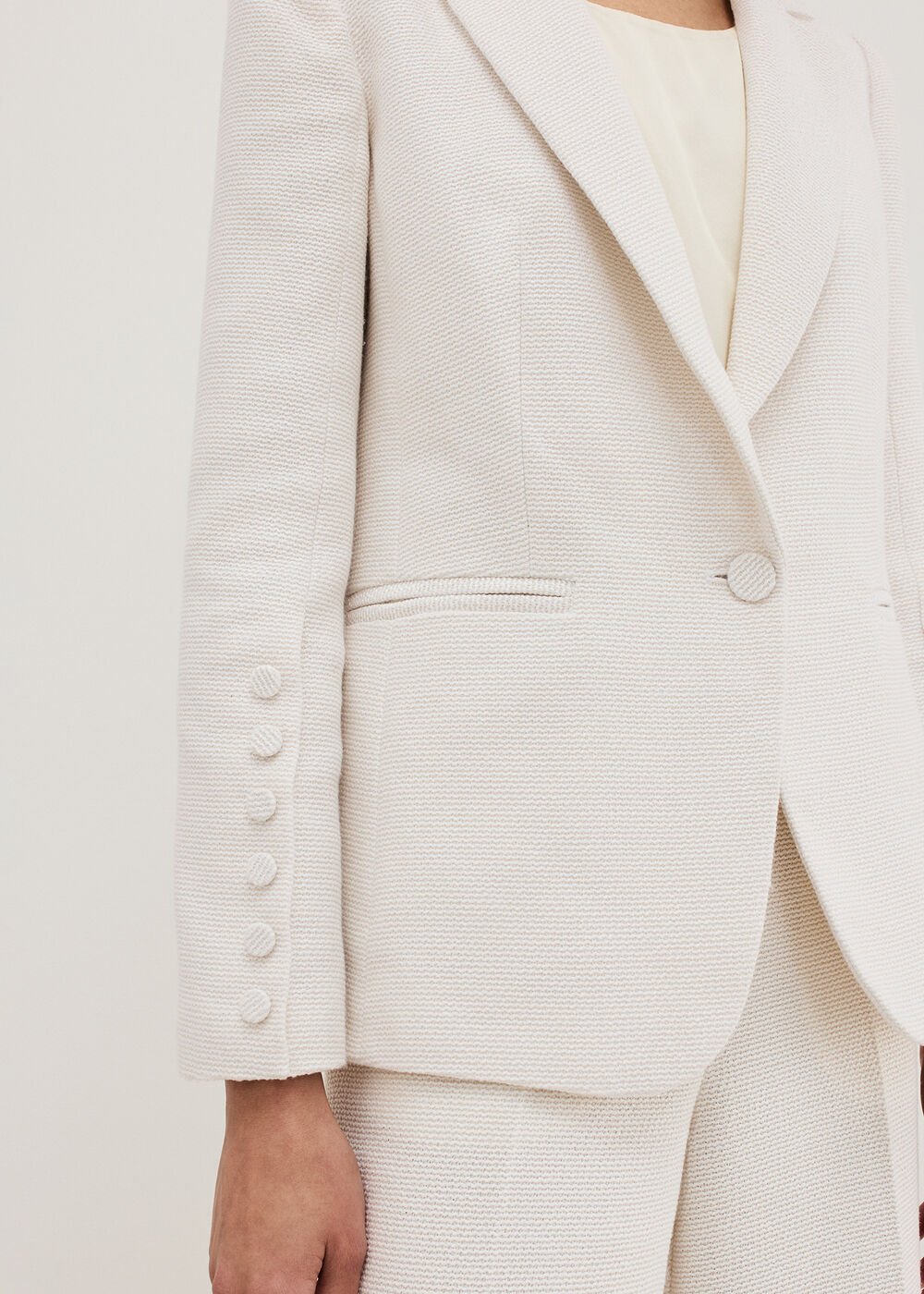 Bridgette Cream Textured Blazer - Ivory