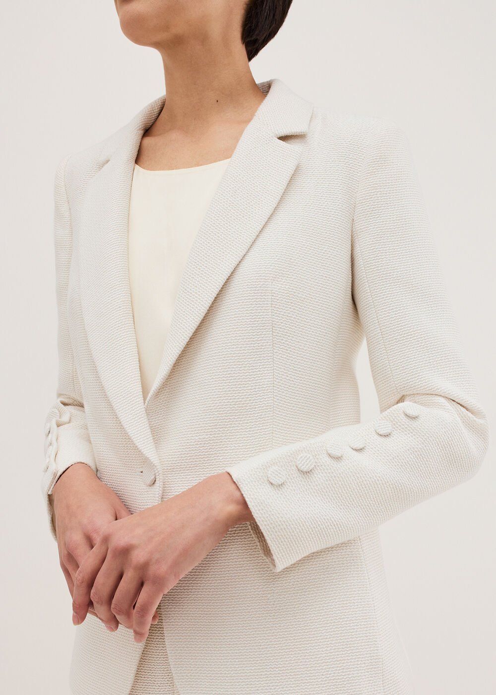 Bridgette Cream Textured Blazer - Ivory