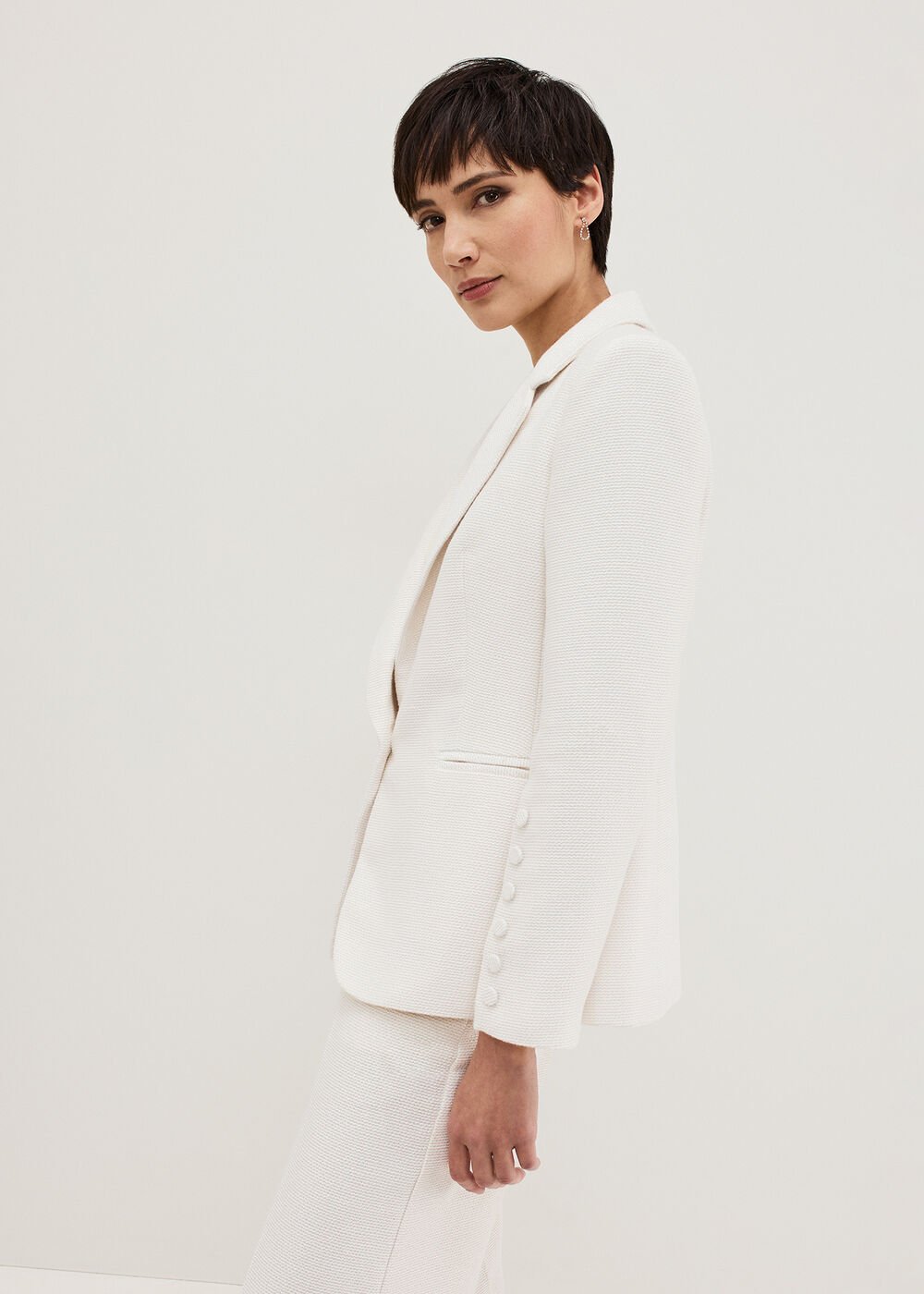 Bridgette Cream Textured Blazer - Ivory