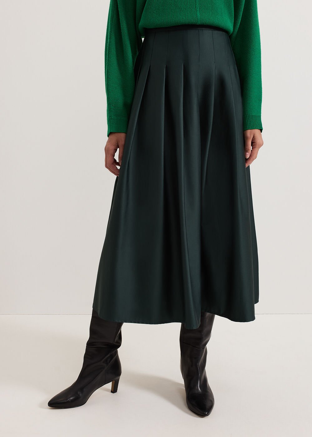 Susie Pleated Skirt - Dark Green