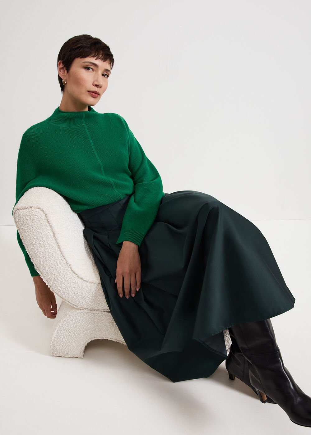 Susie Pleated Skirt - Dark Green