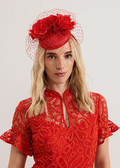 Red Flower Pillbox - Red