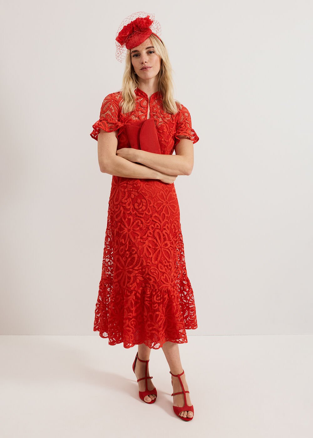 Red Flower Pillbox - Red