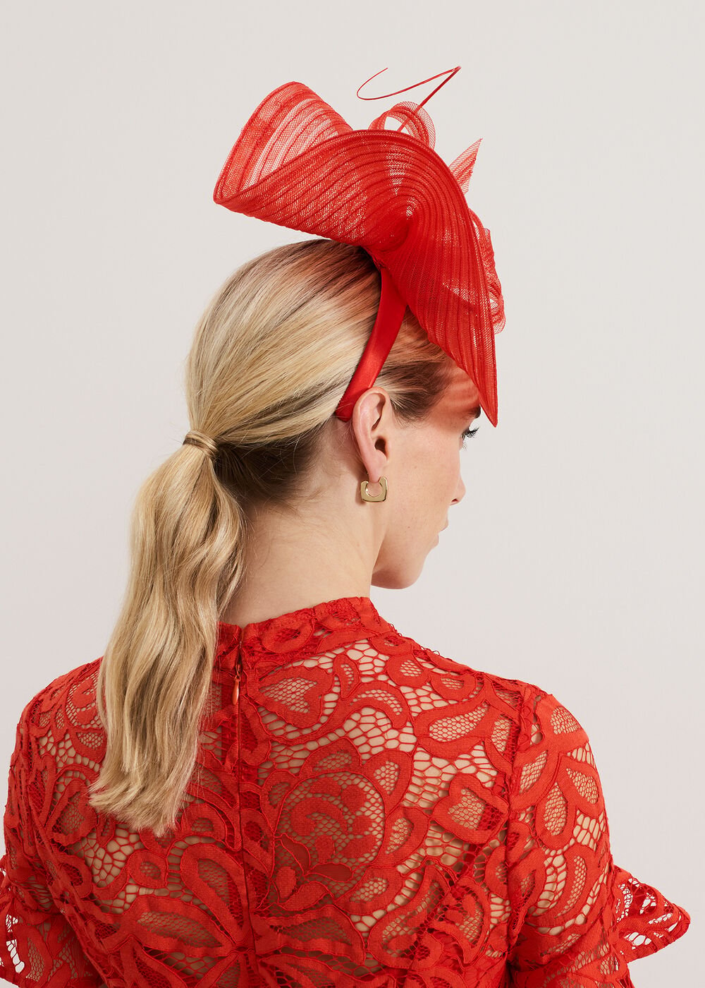 Red Twist Fascinator - Red