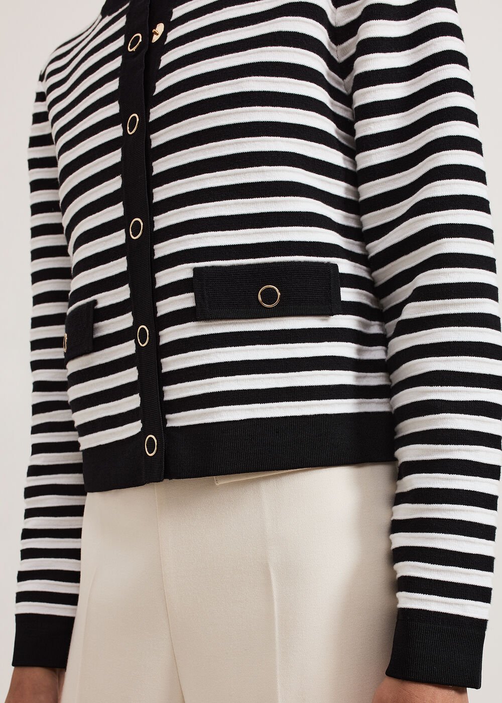 Evie Stripe Jacket - Black/Ivory