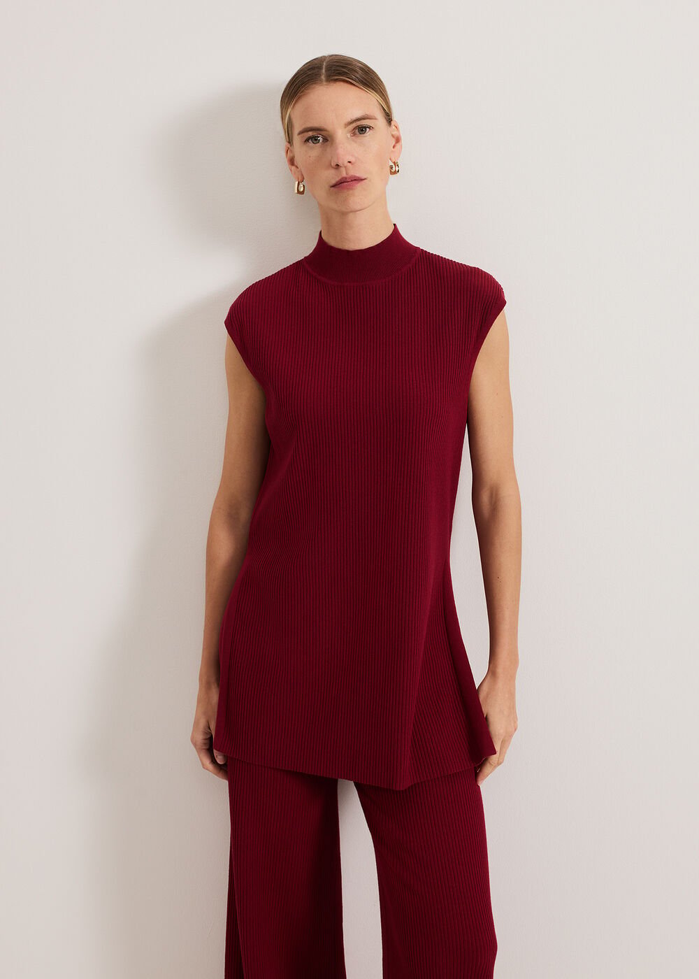 Lori Ribbed Tunic - Burgundy