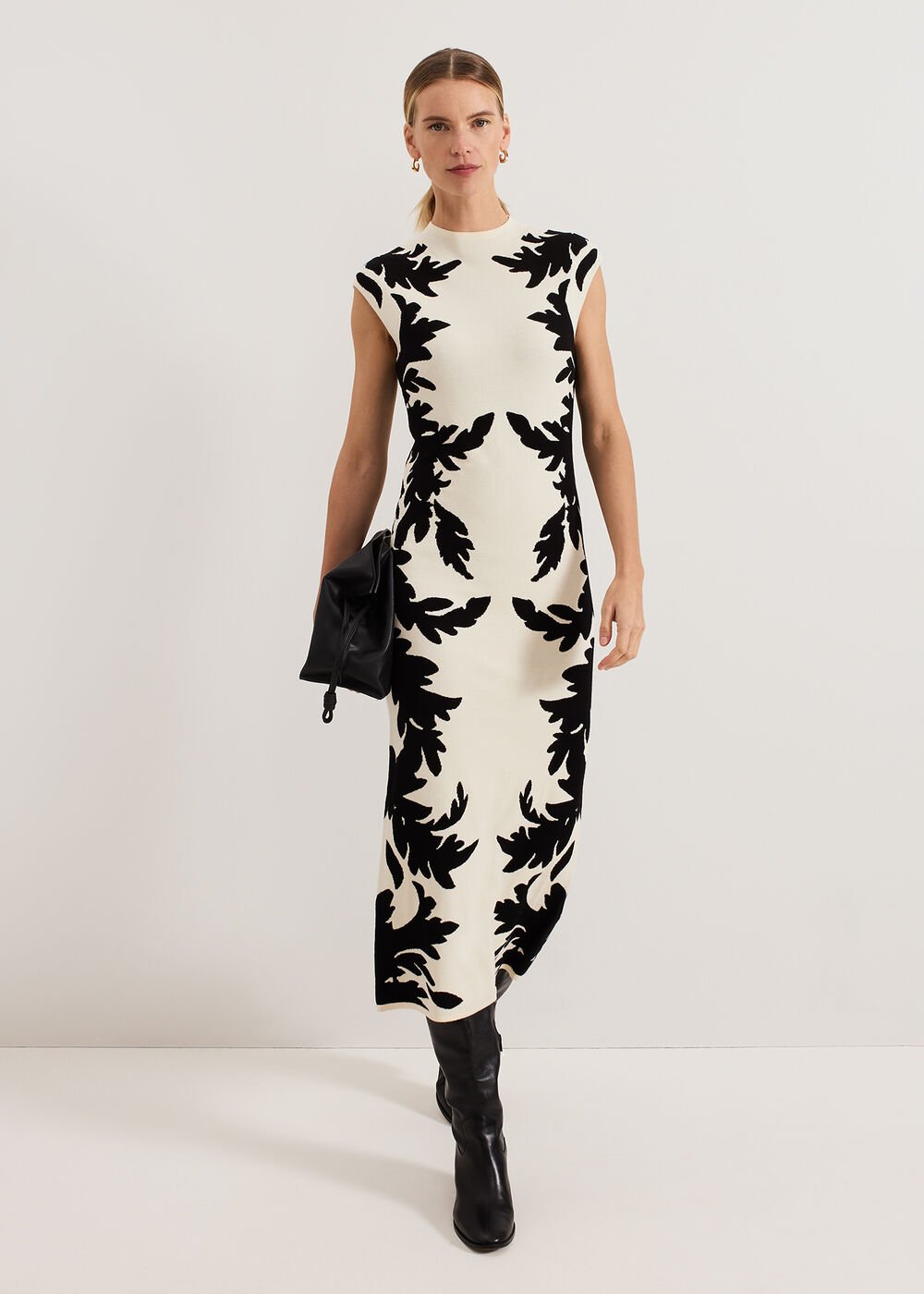Beth Jacqaurd Dress - Black/Ivory