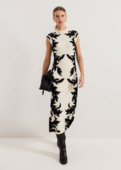 Beth Jacqaurd Dress - Black/Ivory