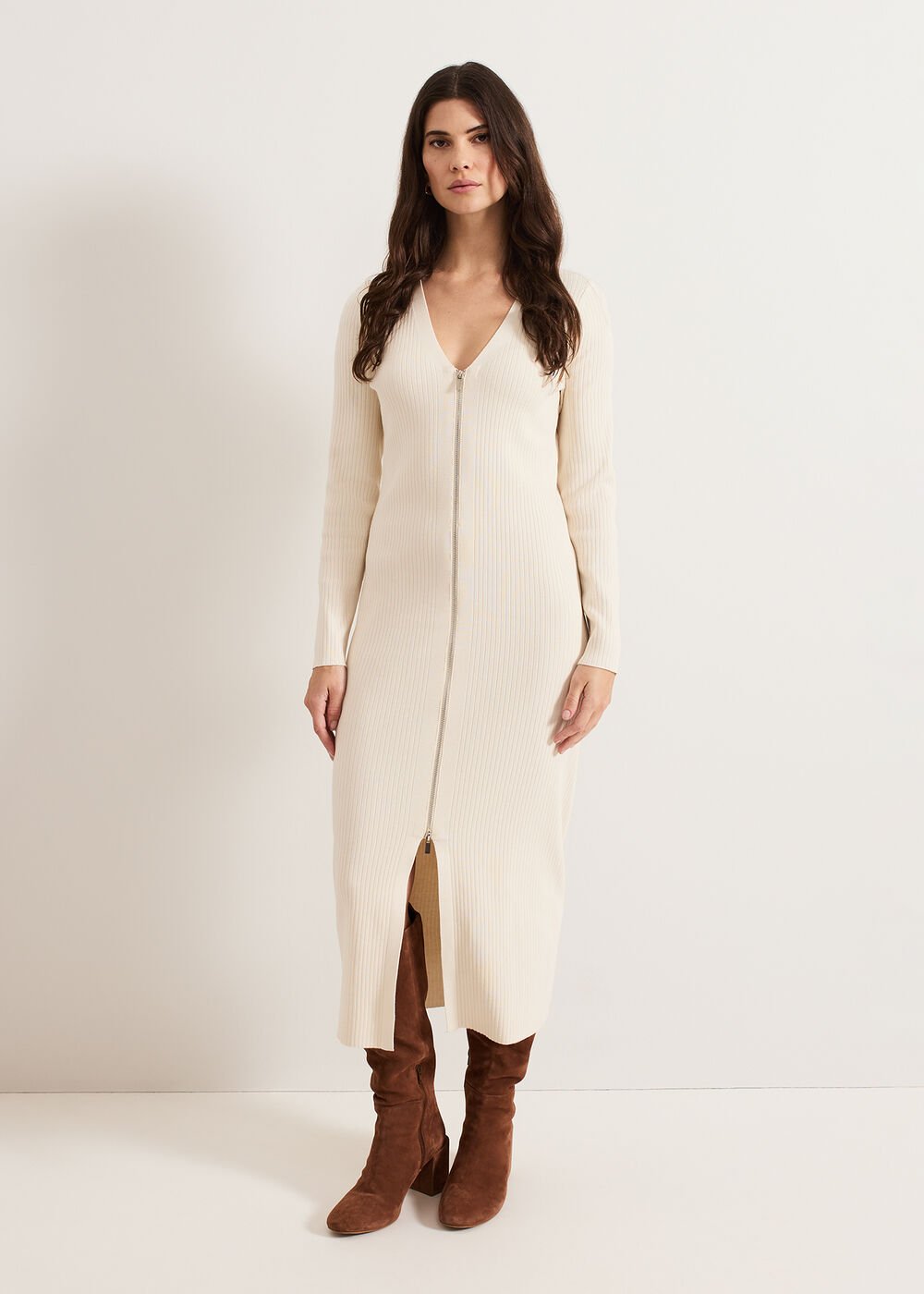 Ella Ribbed Dress - Natural