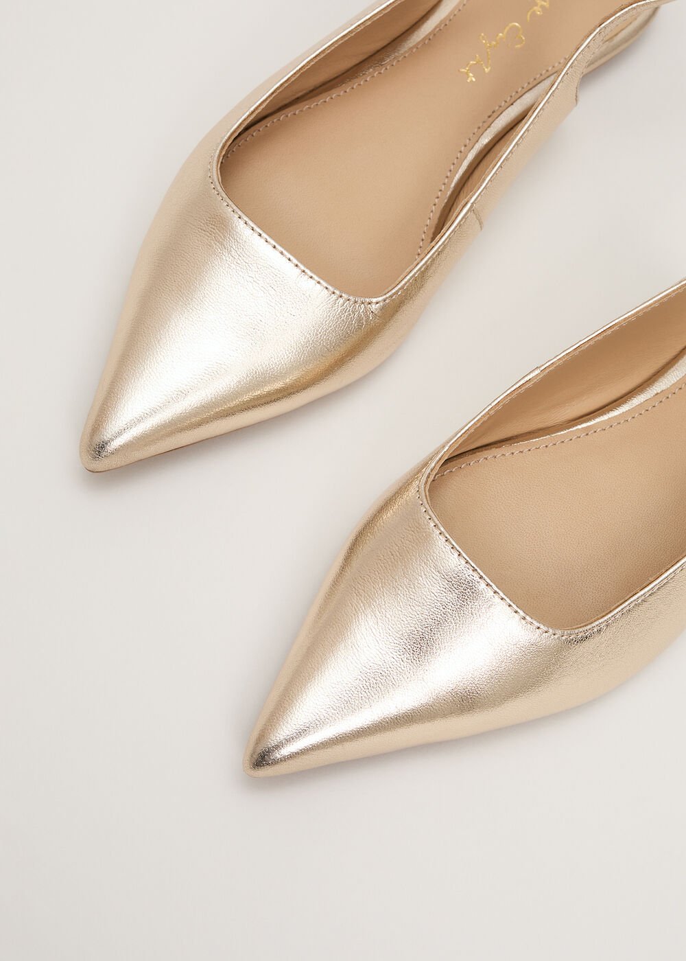 Gold Flat Shoes - Gold