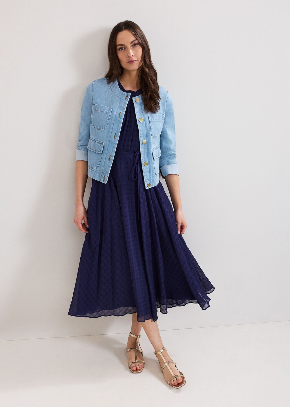 Gwen Textured Dress - Navy