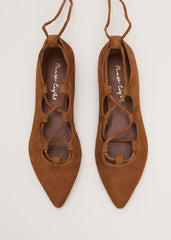 Tan Tie Flat Shoes - Tan