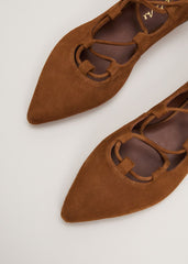 Tan Tie Flat Shoes - Tan