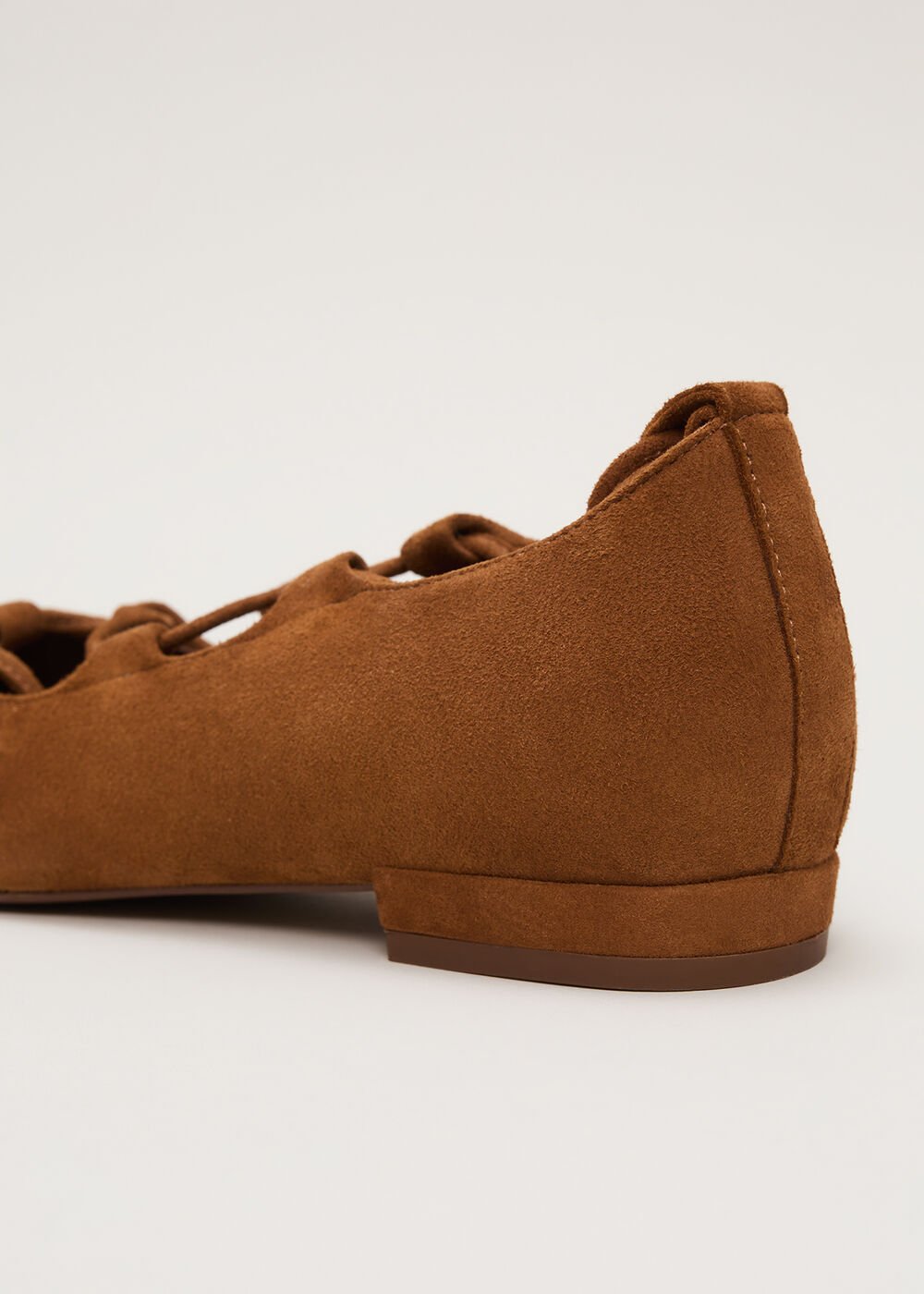 Tan Tie Flat Shoes - Tan