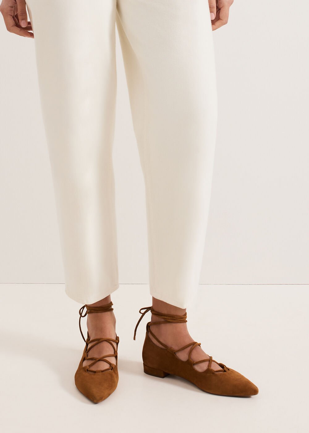 Tan Tie Flat Shoes - Tan