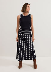 Liz Scallopped Skirt - Navy/Ivory